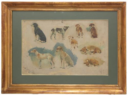 JOSEP CUSACHS I CUSACHS (1851-1908). "STUDY FOR DOGS"