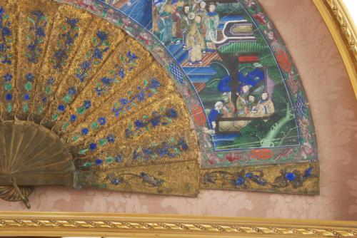 CHINESE  FAN "THOUSAND FACES", MID C19th