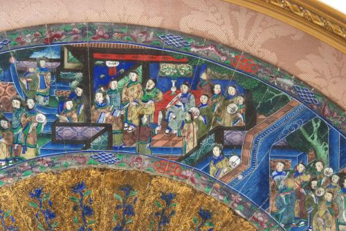CHINESE  FAN "THOUSAND FACES", MID C19th