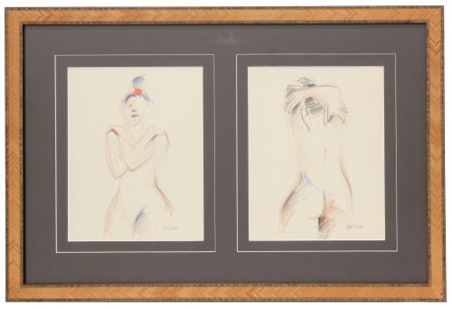 ANTONI VIVES FIERRO (1940). PAIR OF SKETCHES OF FEMALE NUDES.