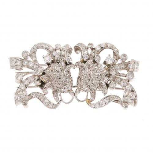 DOUBLE CLIP DIAMOND BROOCH
