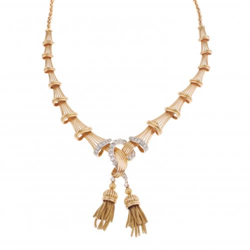 GOLD AND DIAMOND NECKLACE, CIRCA 1950