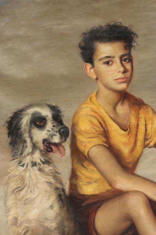 RAMÓN PICHOT SOLER (1924-1996). "RETRATO DE JOVEN CON PERRO