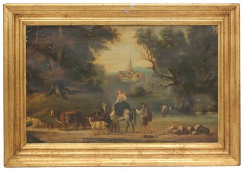 CENTRAL EUROPEAN SCHOOL, C18th "PAISAJE CON FIGURAS".