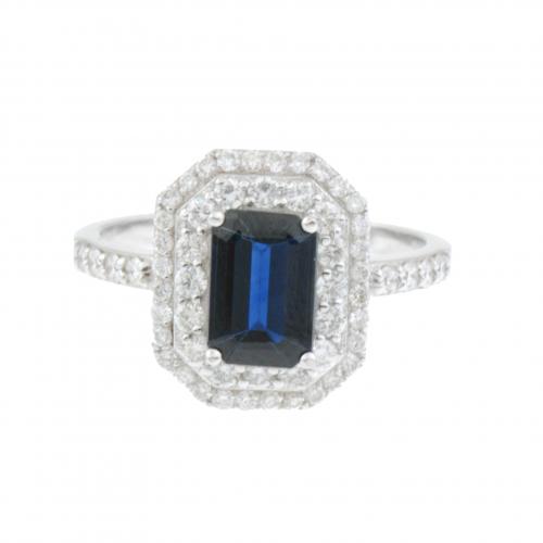 SORTIJA CON DIAMANTES Y ZAFIRO.