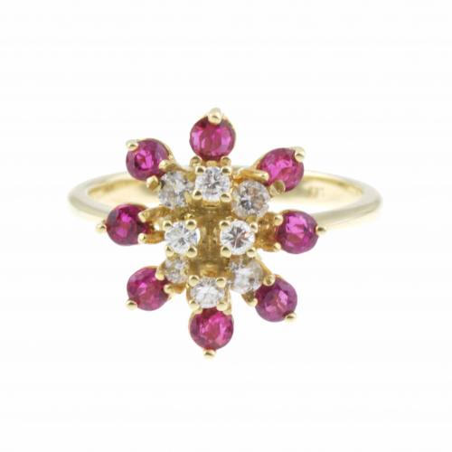 SORTIJA CON DIAMANTES Y RUBÍES.