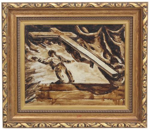 AFTER MODELS BY JOSEP MARIA SERT (1874/76-1945). "CRUCIFIXION".