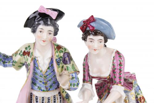 PASSAUER PORZELLANMANUFAKTUR LENCK. "PAIR OF SHEPHERDS",  M