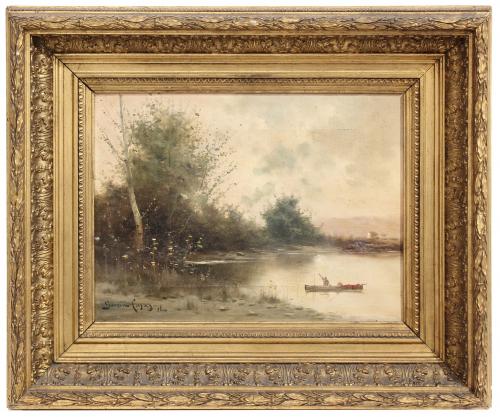 GARCÍA CASAS (XIX). "RIVER LANDSCAPE".