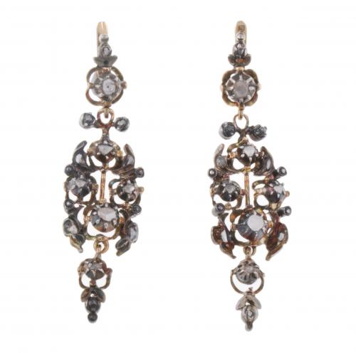 LONG DROP EARRINGS,  C19th.
