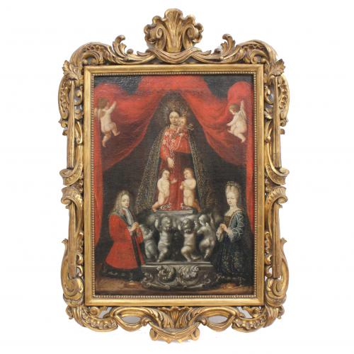 CENTRAL EUROPEAN SCHOOL, C18th-C19th. "OUR LADY OF THE FORSAKEN WITH WORSHIPPERS".