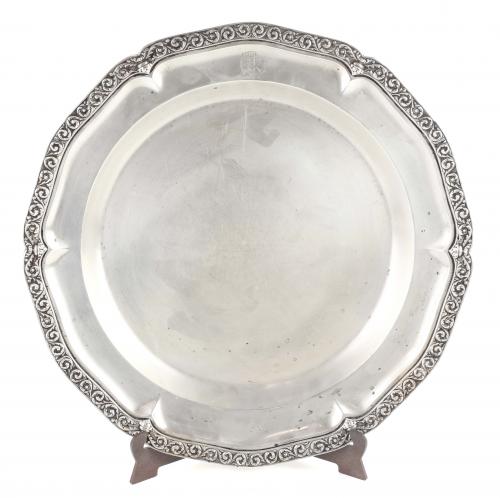 LARGE SPANISH SILVER TRAY, MID C20th.