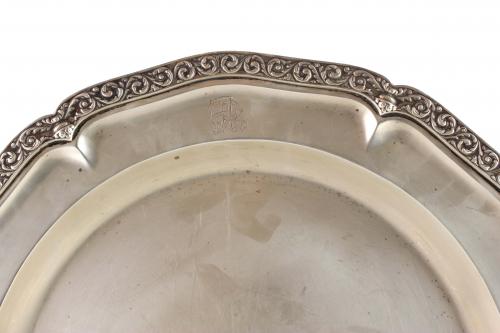 LARGE SPANISH SILVER TRAY, MID C20th.