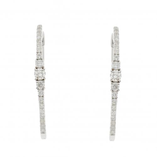 PENDIENTES AROS OVALES DE DIAMANTES.