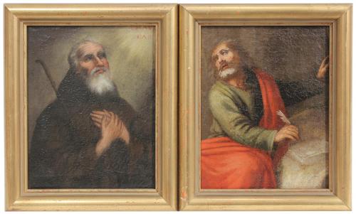 SPANISH SCHOOL, C18th. "SAINT FRANCIS OF PAULA AND SAINT MARK THE EVANGELIST".