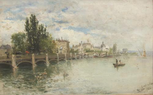 JOSEP Mª MARQUÉS I GARCÍA (1862-1938). "LAKE GENEVA". 1886.