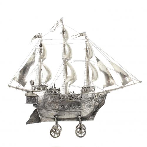 SPANISH SILVER SHIP, SECOND HALF C20th.