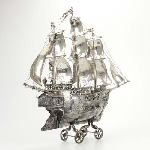 SPANISH SILVER SHIP, SECOND HALF C20th.