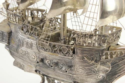 SPANISH SILVER SHIP, SECOND HALF C20th.