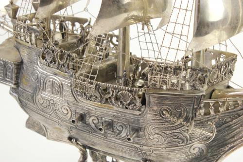 SPANISH SILVER SHIP, SECOND HALF C20th.