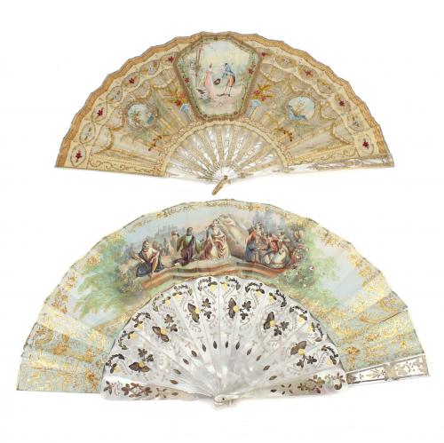 TWO SPANISH FANS, C19th.