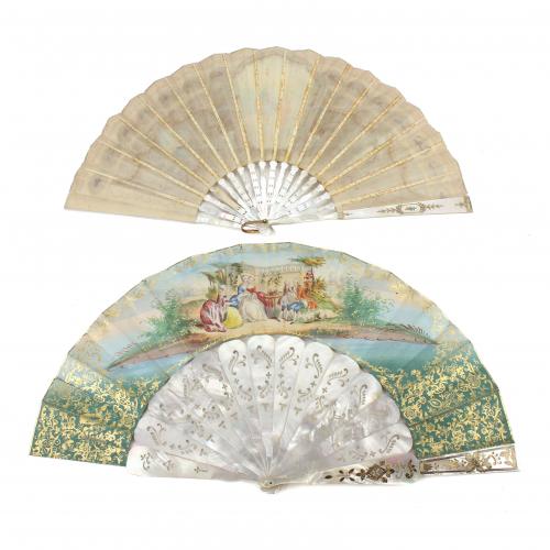 TWO SPANISH FANS, C19th.