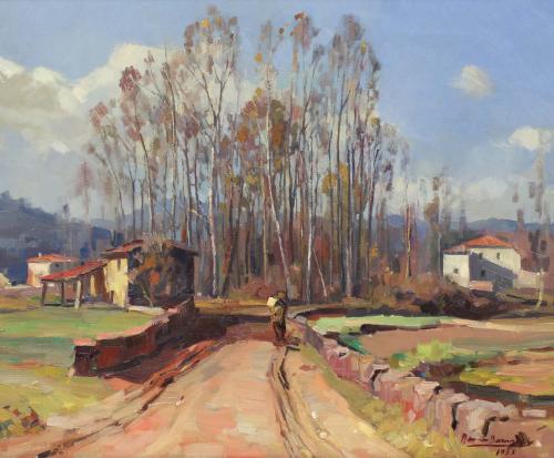 RAMON BARNADAS (1909/15-1981). "THE ROAD", OLOT, 1953.