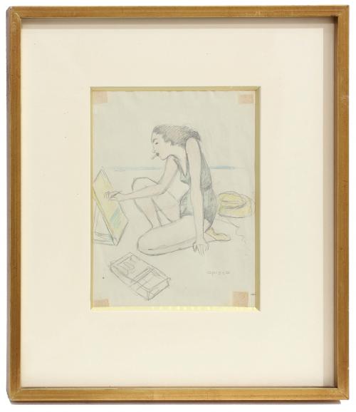 RICARD OPISSO (1880-1966). "GIRL DRAWING."