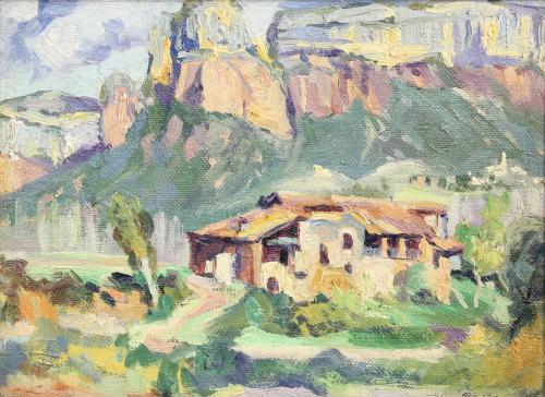 CASIMIR MARTÍNEZ TARRASSÓ (1898-1980). "LANDSCAPE WITH COUNTRY HOUSE".