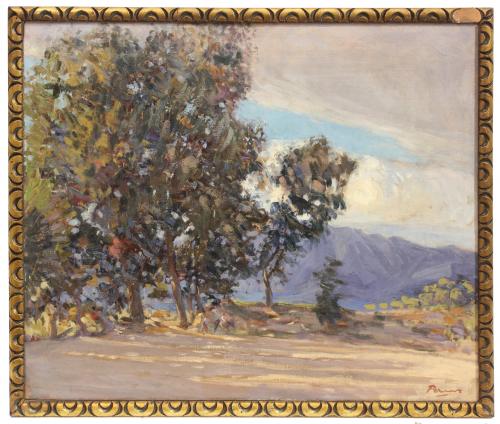 JUAN BAUTISTA PORCAR RIPOLLÉS (1888-1974). "LANDSCAPE WITH SMALL FIGURES".