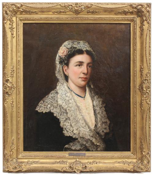 ANTONIO Mª ESQUIVEL (1806-1857). "PORTRAIT OF A LADY IN A MANTILLA". 1847.