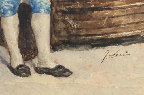 JOSÉ JIMÉNEZ Y ARANDA (1837-1903). "INTERIOR WITH PERSON",
