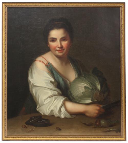 FRENCH SCHOOL, C18th. "YOUTH WITH CABBAGE".