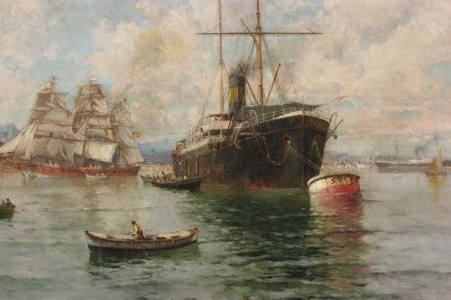 HERNÁNDEZ MONJO (1862-1937). "NAVAL SCENE".