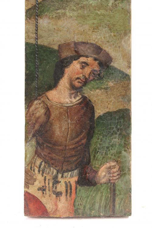 SPANISH SCHOOL, C16th. ALTAR PIECE FRAGMENT.