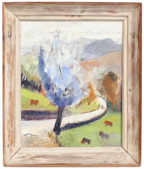 MANUEL CAPDEVILA (1910-2006). "BLUE TREE AND COWS"