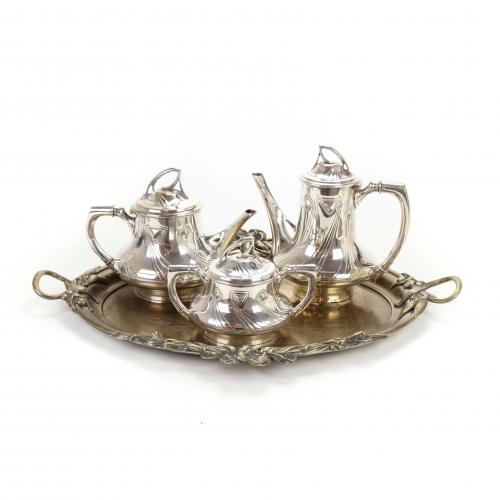 GERMAN ART NOUVEAU COFFEE SET, FIRST QUARTER C20th.