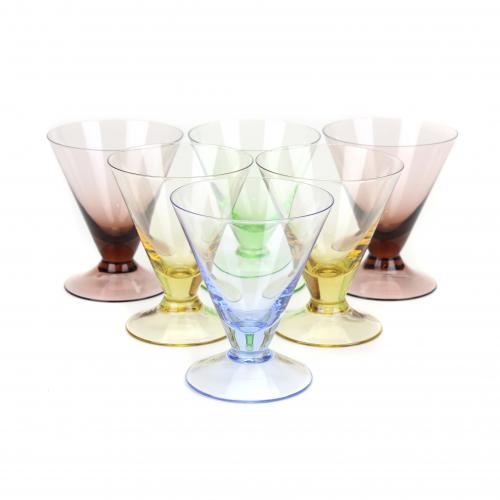 SET OF SIX LIQUOR GLASSES, 1940s.
