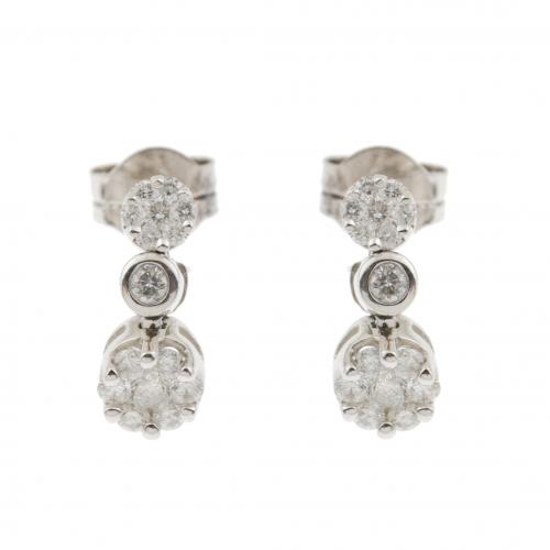 DIAMOND ROSETTE EARRINGS.