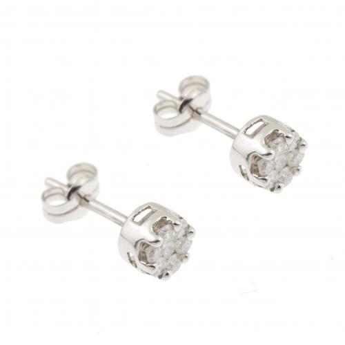 DIAMOND ROSETTE EARRINGS.