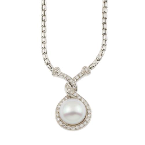 COLLAR CON DIAMANTES Y PERLA AUSTRALIANA.