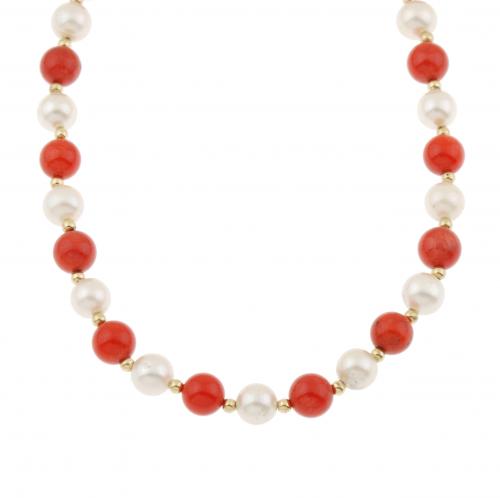 PEARL AND CORAL NECKLACE. 