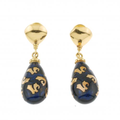 FIDIA FIRENZE. PENDIENTES EN ORO Y ESMALTE.