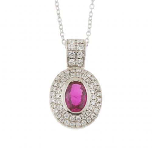 RUBY AND DIAMOND PENDANT. 