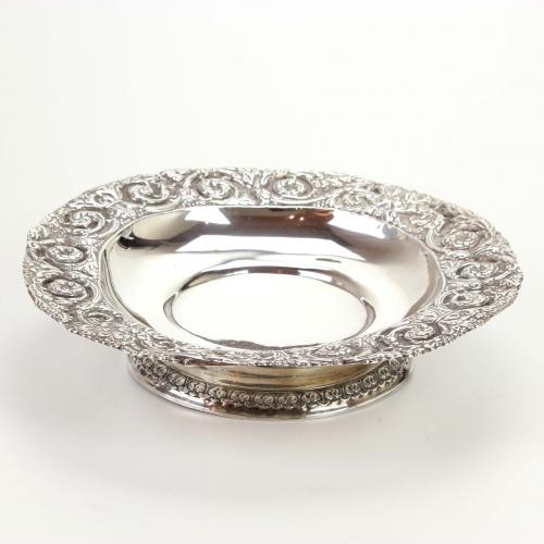 SILVER SPANISH VASE AND THREE CENTREPIECES, SECOND HALF C20