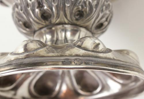 SILVER SPANISH VASE AND THREE CENTREPIECES, SECOND HALF C20