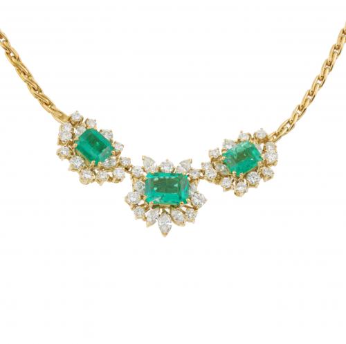 COLLAR CON DIAMANTES Y ESMERALDAS.