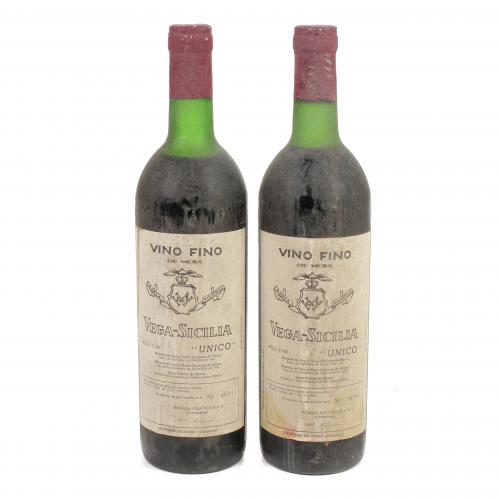 TWO BOTTLES OF 1948, VEGA SICILIA, UNIQUE, SPAIN. 