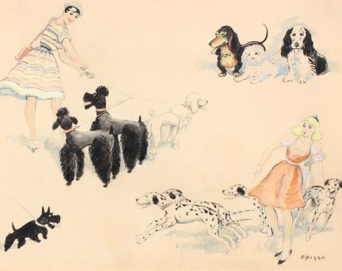 RICARD OPISSO (1880-1966). "DOG WALKER".