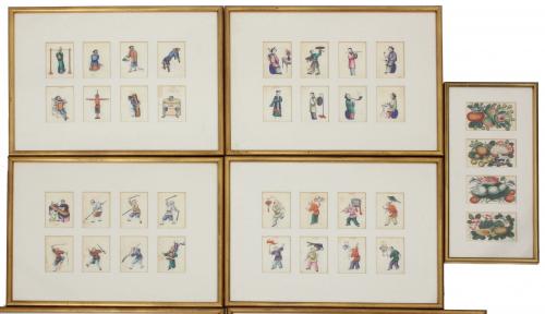 CHINESE SCHOOL, C19th. SEVEN WATERCOLOURS ON VEGETABLE PAPE